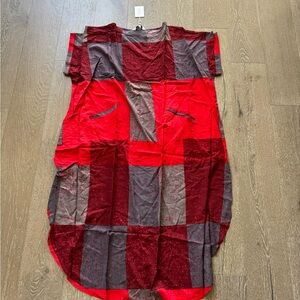 Tamsy patchwork Red and Gray Patterned dress